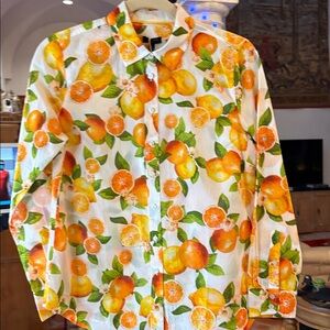 Talbots New With Tag Orange And Lemon Cotton Shirt